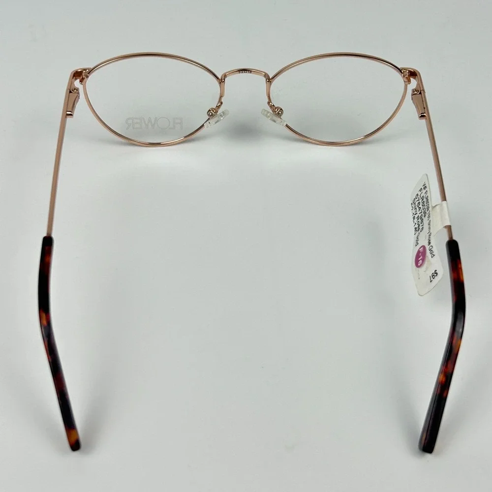 Flower FLR6039 Women's Eyeglasses Shiny Rose Gold Metal Full Rim 52-18-140 mm